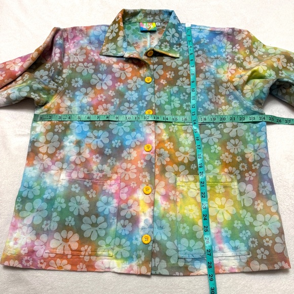 Big Bud Press sz XL Rainbow Floral Jacquard Work Jacket Tie Dye Lazy Daisy Rare - Picture 7 of 7
